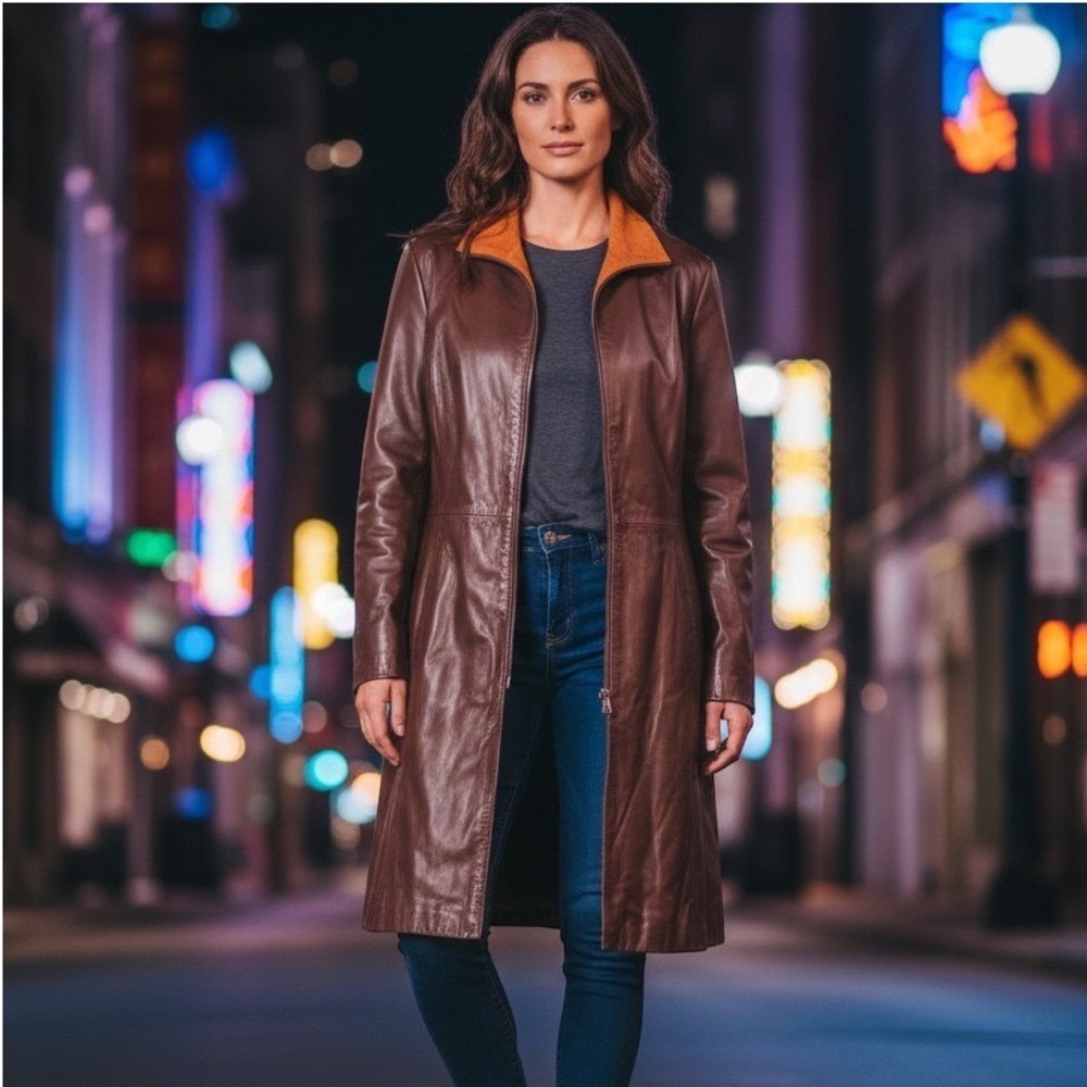 Leather Factory Firenze Women's Italian Genuine Leather Trench Coat 3XL (US XL)